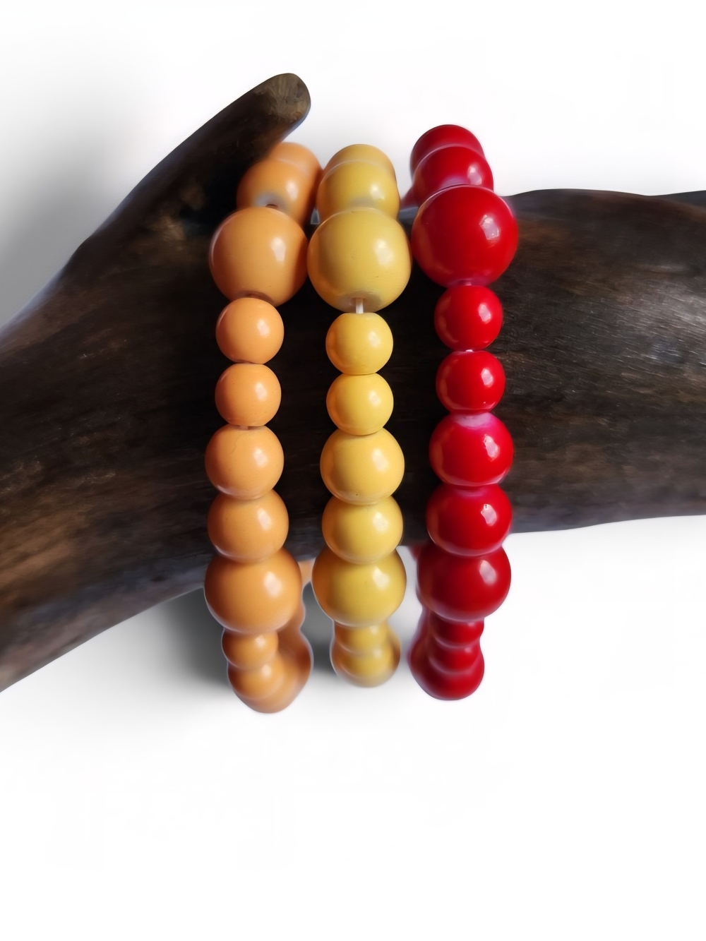 Fun Glass Beaded Stretch Bracelets - Red, Yellow, Orange